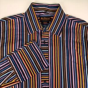 Ben Sherman Men's Size L Premium Striped Button Down Multicolor Shirt